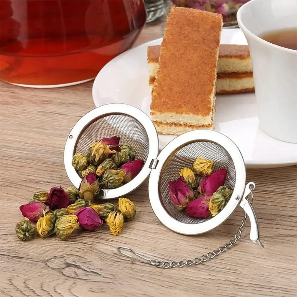 Stainless Steel Tea Ball Mesh Infuser Strainers 2pcs Tea Filter Interval Diffuser Tea Ball Loose Leaf Tea Strainer Kitchen Tools