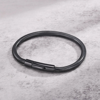 Vnox 5mm Round Snake Chain Bracelets for Men Women Black Silver Color Waterproof Cocoon Links Wristband Simple Cool Jewelry