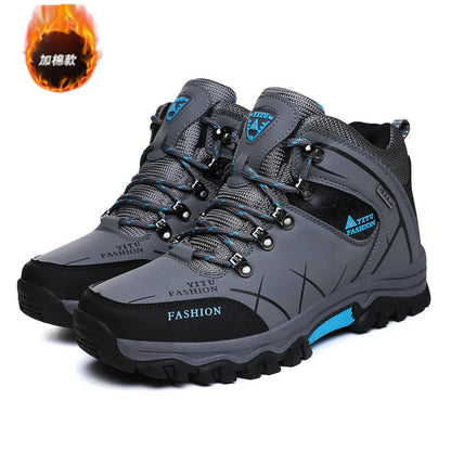 Brand Men Winter Snow Boots Waterproof Leather Sneakers Super Warm Men's Boots Outdoor Male Hiking Boots Work Shoes Size 39-47