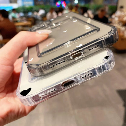 Case For iPhone 16 15 14 13 12 11 Pro Max Black White Love Heart Clear Phone Cover For iPhone XS X 7 8 Plus Wallet Card Bag Case