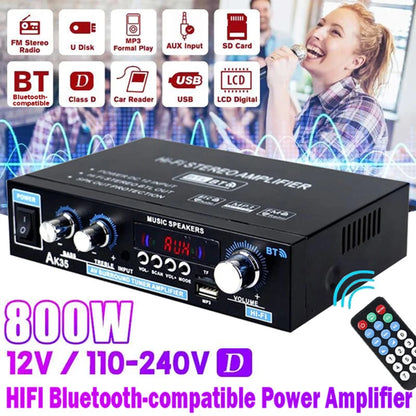 AK35/AV-660BT Audio Power Amplifiers 2 Channel Bluetooth-Compatible HIFI Sound Amplificador 110/220V Home Theater Sound System