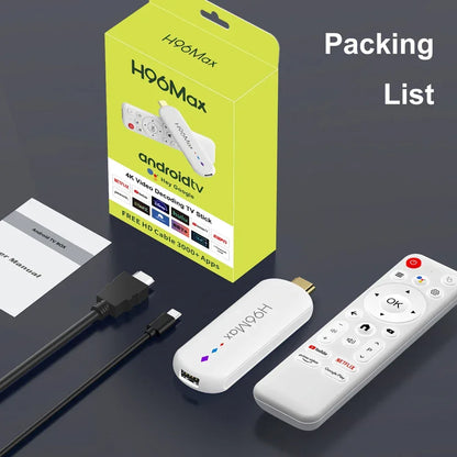Android TV Stick S905L3 H96 Max M20 Quad-Core Smart TV Stick Media Player Voice Assistant Support 4K Streaming TV Stick 2GB 16GB