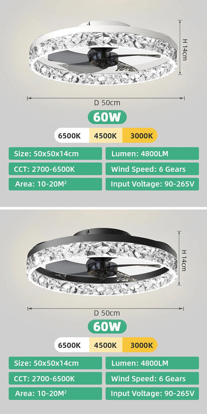 Modern Ceiling Fans Infinitely Dimmable Household Black White Ceiling Lamp With Remote Control Bedroom Living Room LED Fixtures