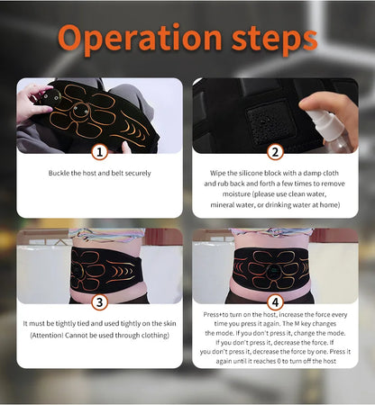 Abdominal Toning Belt EMS Muscle Stimulator Abs Trainer Muscle Toner USB Charge Body Shaping Lose Weight Fat Burn Fitness Unisex