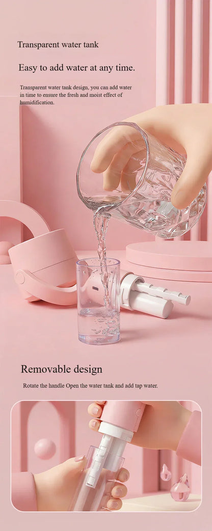 Portable Handheld Spray Mist Fan Mini Turbine Rechargeable Cooling Fan For Desktop Outdoor Camping Student Dormitory Summer Use