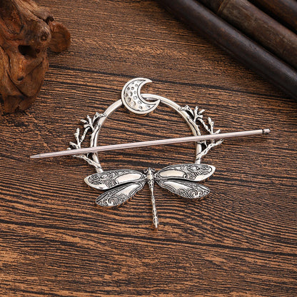 Viking Retro Dragonfly Moon Hairpin Branch Hairpin Women's Fashion Trend Versatile Hair Accessories Scandinavian Norwegian Style Accessories Party Accessories Valentine's Day Mother's Day Holiday Gift