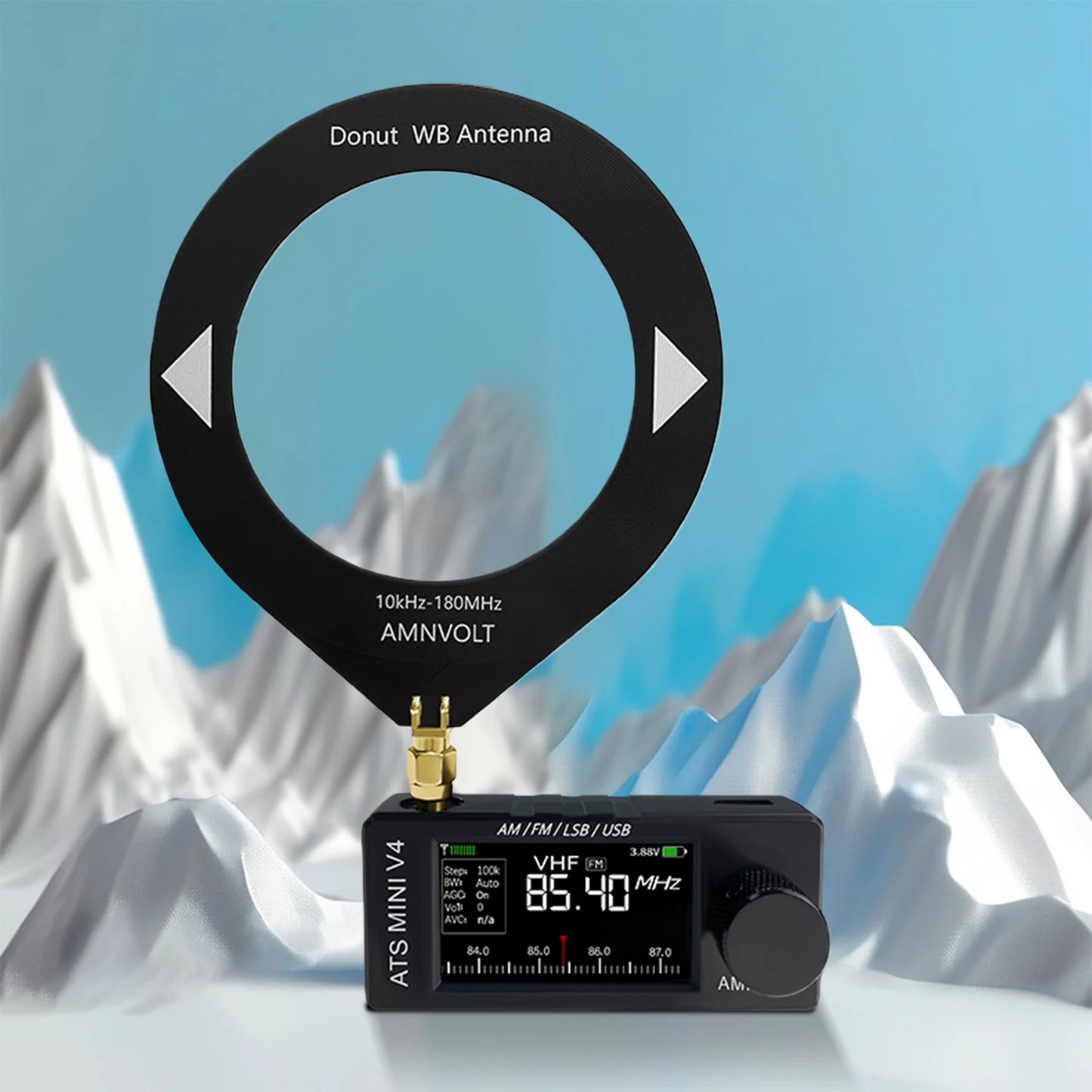 AMNVOLT V4 ATS MINI SI4732 Full Band DSP Radio Receiver FM AM SSB LSB USB with LCD Display Built-in Headphone Amp for Travel