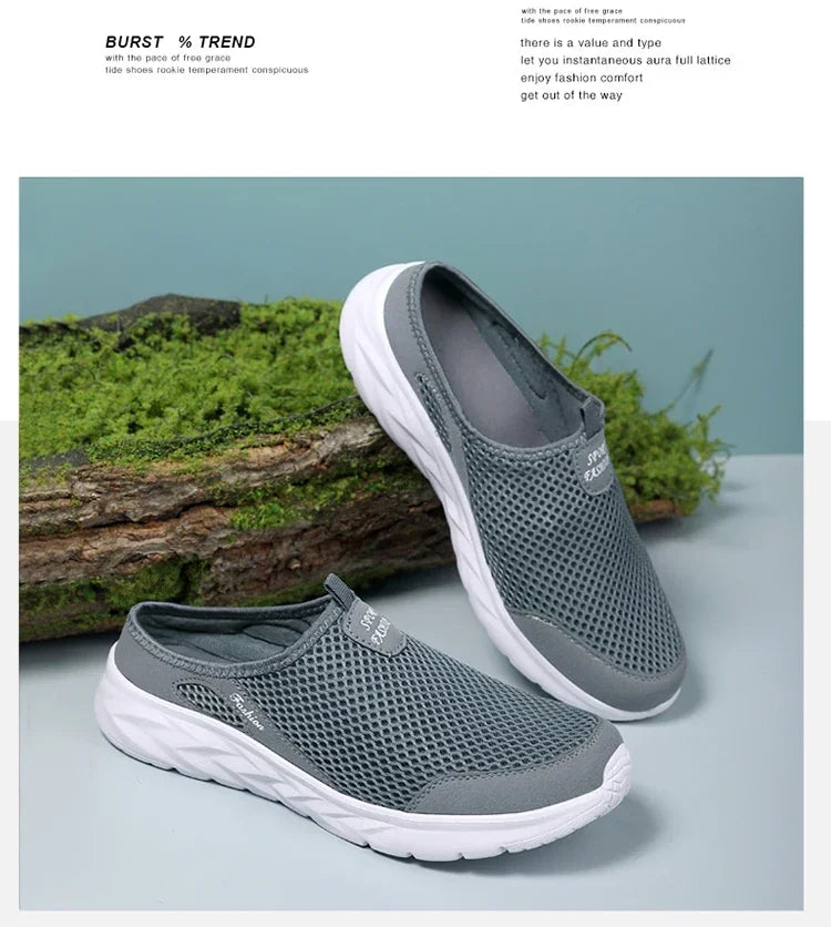 YRZL Hot Sale Men Half Slipper High Quality New Design Mesh Shoes Breathable Outdoor Sandals Comfortable Couples Walking Shoes