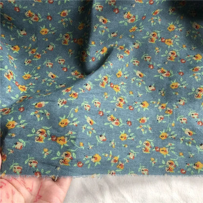 145cm Wide Printed Cotton and Linen Fabric Small Floral Patterns Retro Shirt Dress DIY Clothing Sewing Fabric 90% Cotton Content