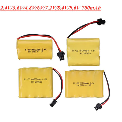 700mah 2.4V/3.6V/4.8V/6V/7.2V/8.4V Ni-CD AA Rechargeable Battery Pack For Remote Control Toys Electric Car Boat Parts SM-2P Plug