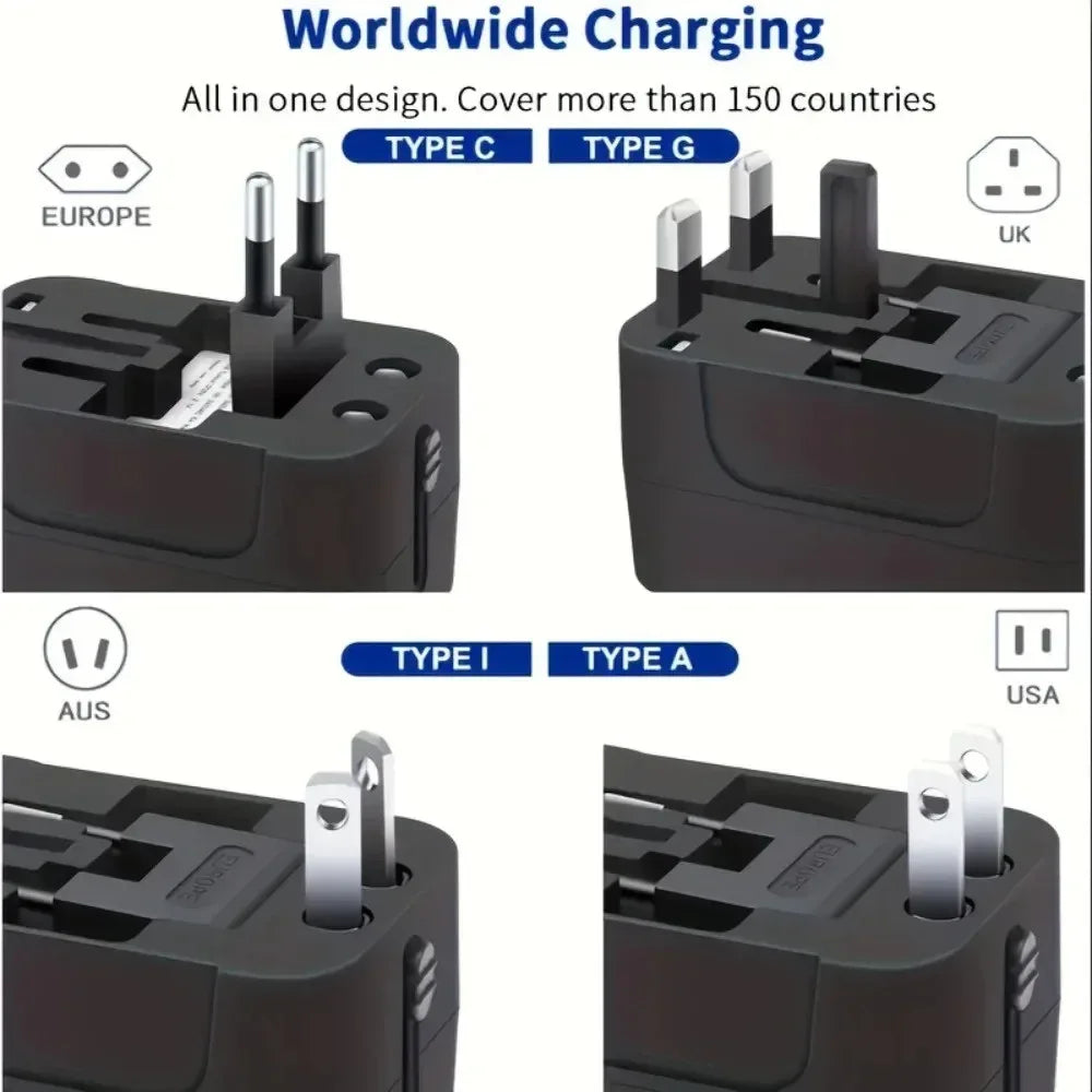 Universal Travel AC Power Adapter with Dual USB Ports EU US UK AU Outlet Converter Socket Plug Global Conversion Charger