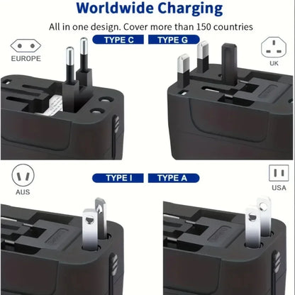 Universal Travel AC Power Adapter with Dual USB Ports EU US UK AU Outlet Converter Socket Plug Global Conversion Charger