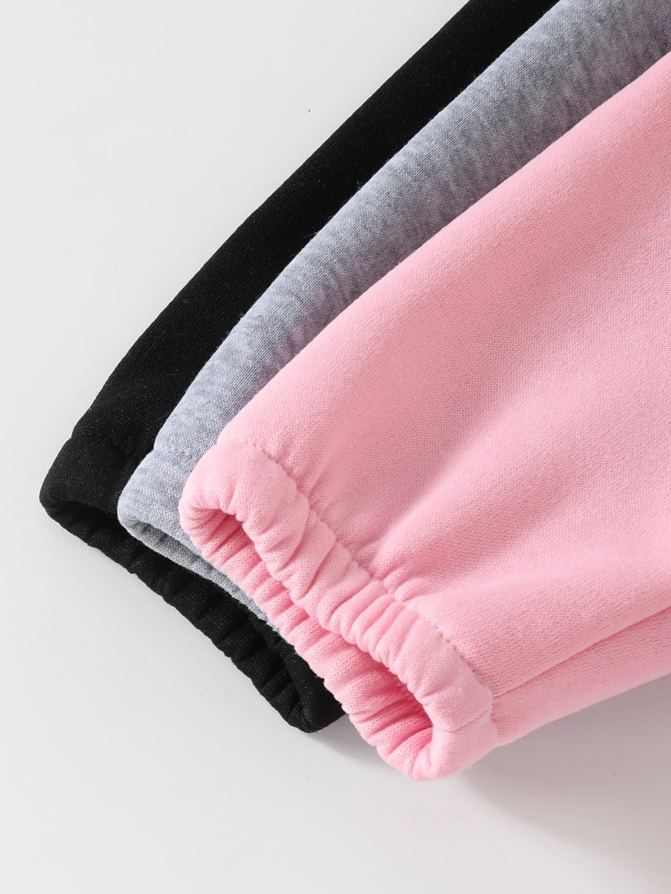 Cute autumn and winter baby girl casual thickened plush long pants, 3-piece set in black, pink, and gray