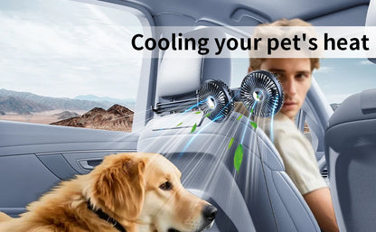Eary Car Dual Head Fan Mount Back Seat With 3 Wind Speeds 360 Multi-Angle Adjustable Summer Air Cooling Fan With 2 Hidden Hooks
