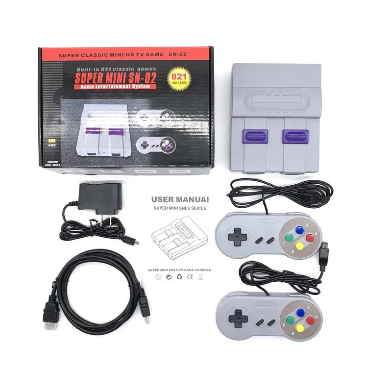Retro Game For Snes 8 Bit Games Retro Mini TV Video Game Console With 821 Built-in Games For Snes Two Gamepads AV Out