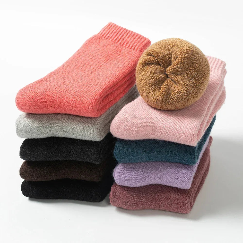 1 Pair Solid Color Wool Socks Men's Sock Women Socks Against Super Thicker Winter Socks High Quality Cold Snow Sock Merino Socks