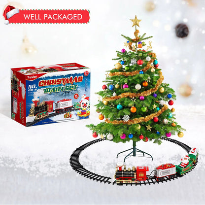 Christmas Train Set Electric Railway Tracks Train Toy With Sound Light For Kids Gift Under The Christmas Tree Decoration