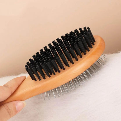 Pet Grooming Brush Double-sided Brush Comb Stainless Steel Needle Bristles Hair Brush Grooming Hair Remover Brush Pet Supplies