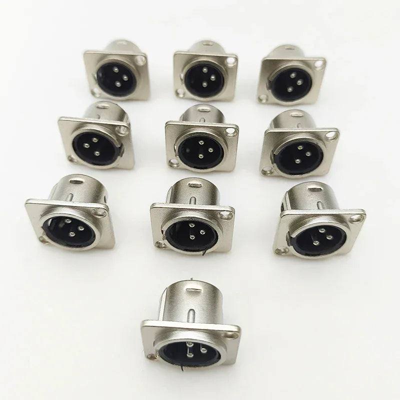 5/10Pcs 3Pin Metal XLR Socket Male Female Panel Mount Chassis Socket Audio Microphone Jack Plug Connector