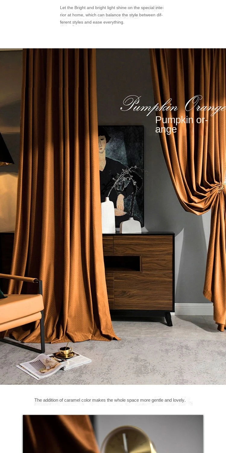 Home Art High-end Curtains for Living Room Luxury Bedroom Blackout Curtain Solid Color Japan Style Fishbone Pattern Room Drapes