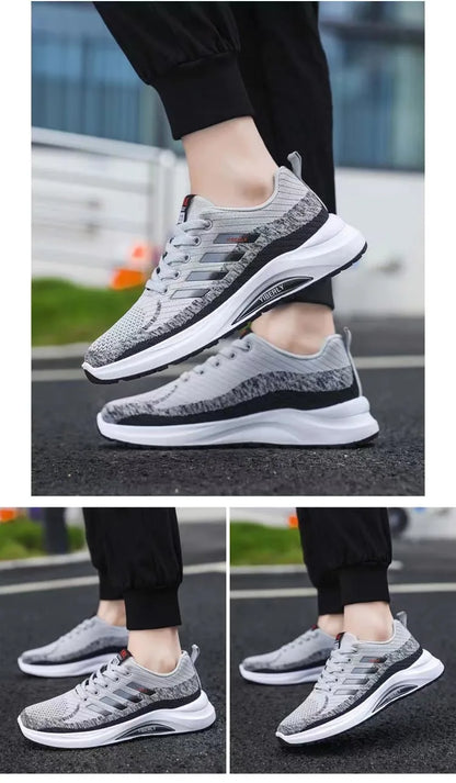 Men's Fashionable Sporty Casual Shoes Spring Autumn New Style Running Shoes Breathable Mesh Upper Thick Bottom PVC Outsole