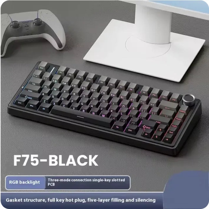AULA F75 Mechanical Keyboard Wired/2.4G Wireless/Bluetooth RGB PBT 75% Layout OEM Profile Gasket Customized Pc Gaming Keyboard