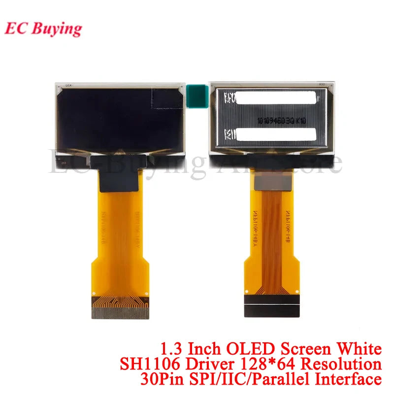 1.3 inch OLED Screen 1.3" 12864 LCD LED Display Module 128x64 SH1106 SPI/I2C Parallel Interface White/Blue 16Pin/30Pin Connector