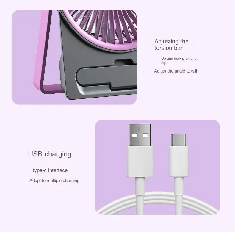Ultra-thin Desktop Fan Digital Display USB Charging Strong Wind Portable Silent Card Style Fan Dormitory Office Summer Small Fan