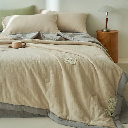 Japanese Double-Layer Yarn Summer Quilt High-Quality Two-Tone Soybean Thin Quilt Skin-Friendly Cooling Comfort for Single Double