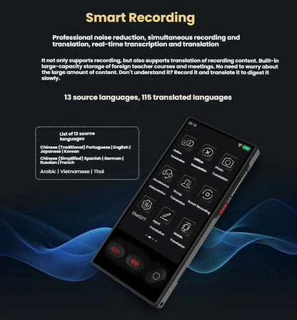 Portable S35 Translator Device Big Screen 148 Languages Voice Tradutor Intelligent Real-time Translating Offline Translation