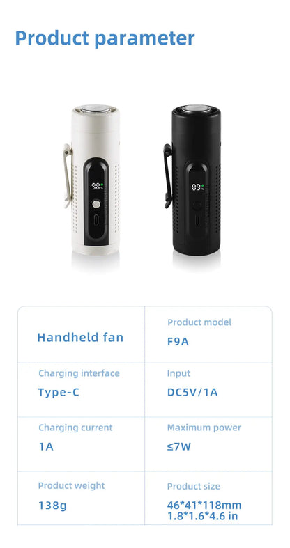 Mini Handheld Fan Portable Neck Hanging Fan USB Rechargeable Outdoor Waist Clip Air Fan Turbo Ice Cooling Fan with Cold Compress