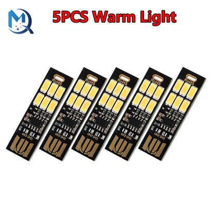 1-10Pcs Portable Mini 5730 USB 6 LED Light 5V Touch Sensor Dimmable Night Light for Power Bank Computer Laptop Book Reading Lamp