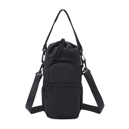 Portable Water Bottle Bag with Adjustable Strap Thermal Mugs Insulated Protective Cover Phone Pocket Outdoor Sports Travel Bag