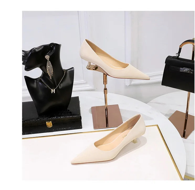 BIGTREE Shoes Women 4.5 Cm Heels Pointed Toe Woman Pumps Fashion Kitten Heels Large Size 34-43 Sexy Mid Heeled Female Shoes 2026