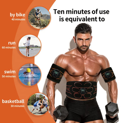 Abdominal Toning Belt EMS Muscle Stimulator Abs Trainer Muscle Toner USB Charge Body Shaping Lose Weight Fat Burn Fitness Unisex
