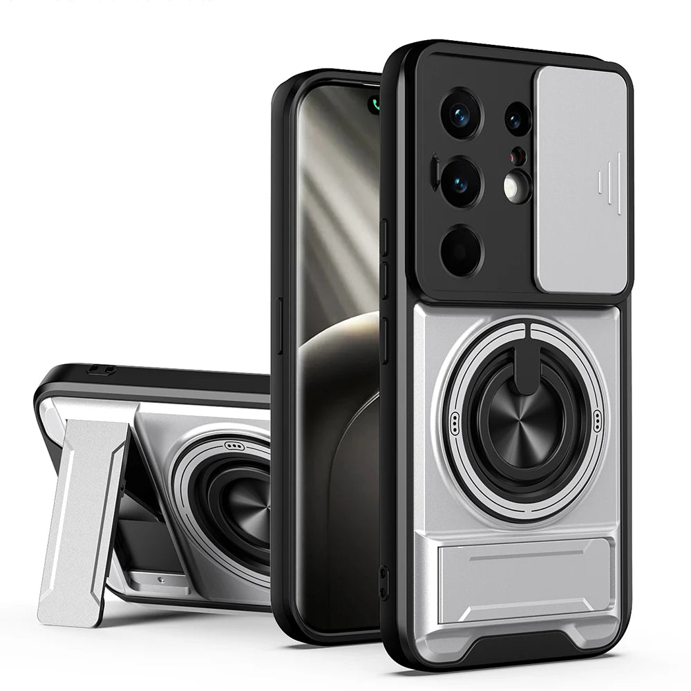 KEYSION Magnetic Phone Case for TECNO Camon 50 Pro 50 Ultra 5G Slide Camera Protection Upright Kickstand Ring Shockproof Cover