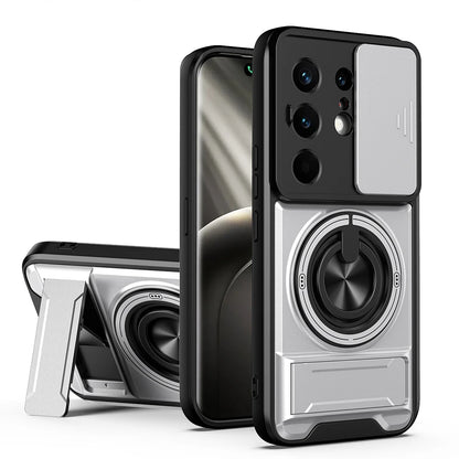 KEYSION Magnetic Phone Case for TECNO Camon 50 Pro 50 Ultra 5G Slide Camera Protection Upright Kickstand Ring Shockproof Cover