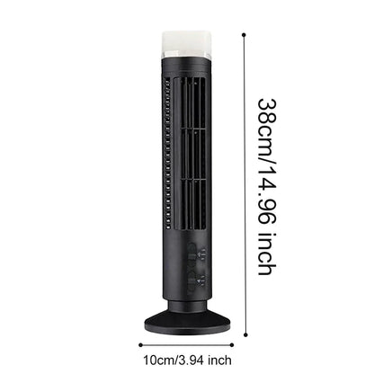 Bladeless Desktop Tower Fan Portable Electric Fan Air Cooler 2 Wind Speed Cooling Air Conditioner Standing Fan for Home Office