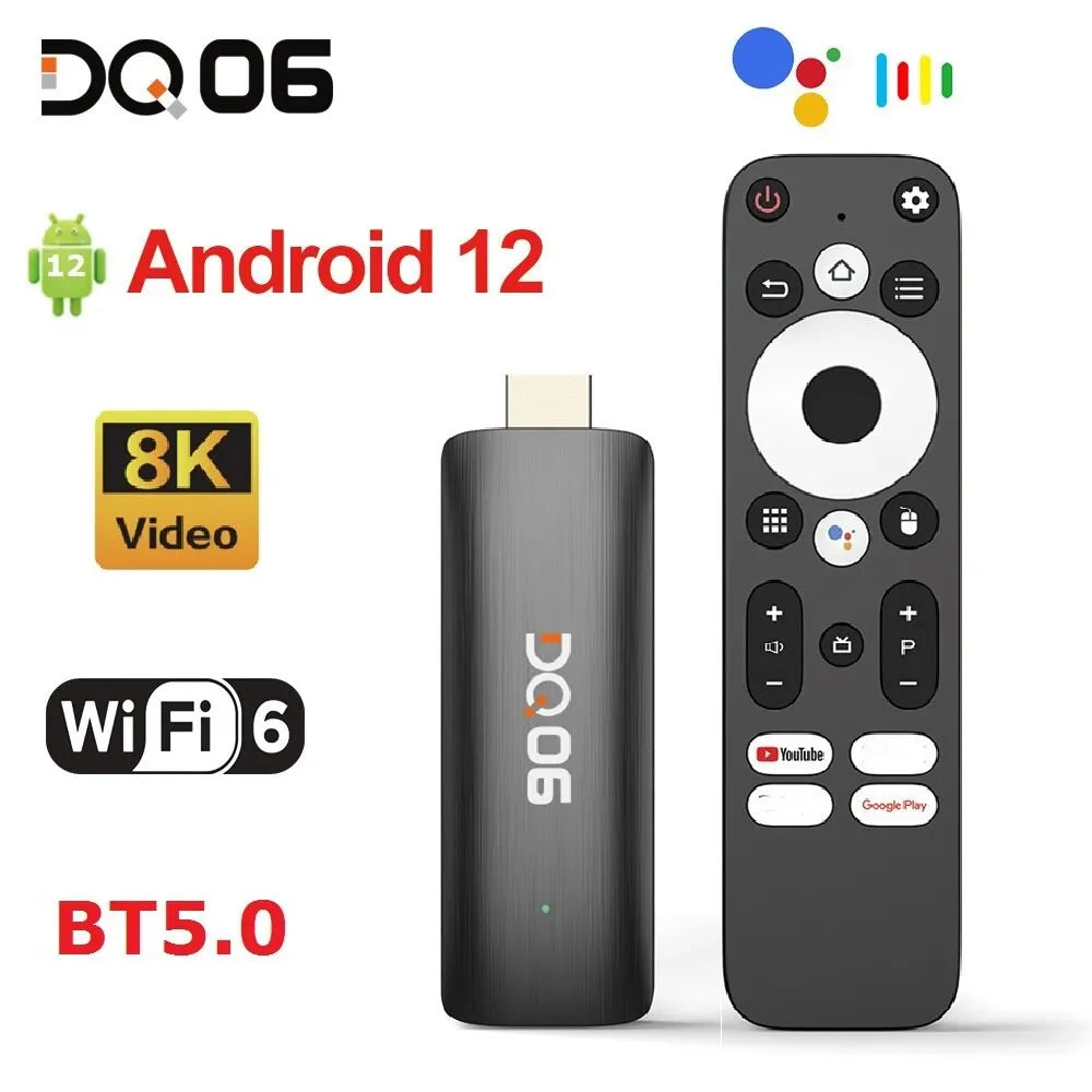 DQ06 ATV Mini TV Stick Android12 Allwinner H618 Quad Core Cortex A53 Support 8K Video 4K Wifi6 BT Remote TVBox Media player