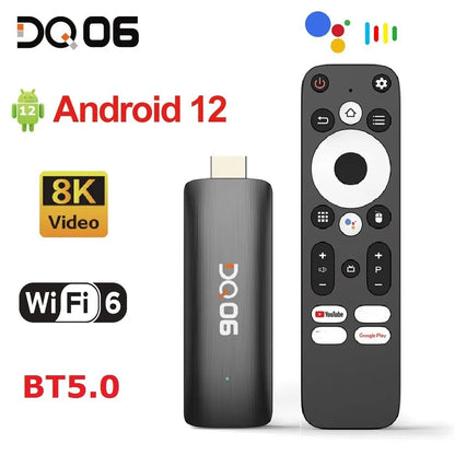 DQ06 ATV Mini TV Stick Android12 Allwinner H618 Quad Core Cortex A53 Support 8K Video 4K Wifi6 BT Remote TVBox Media player