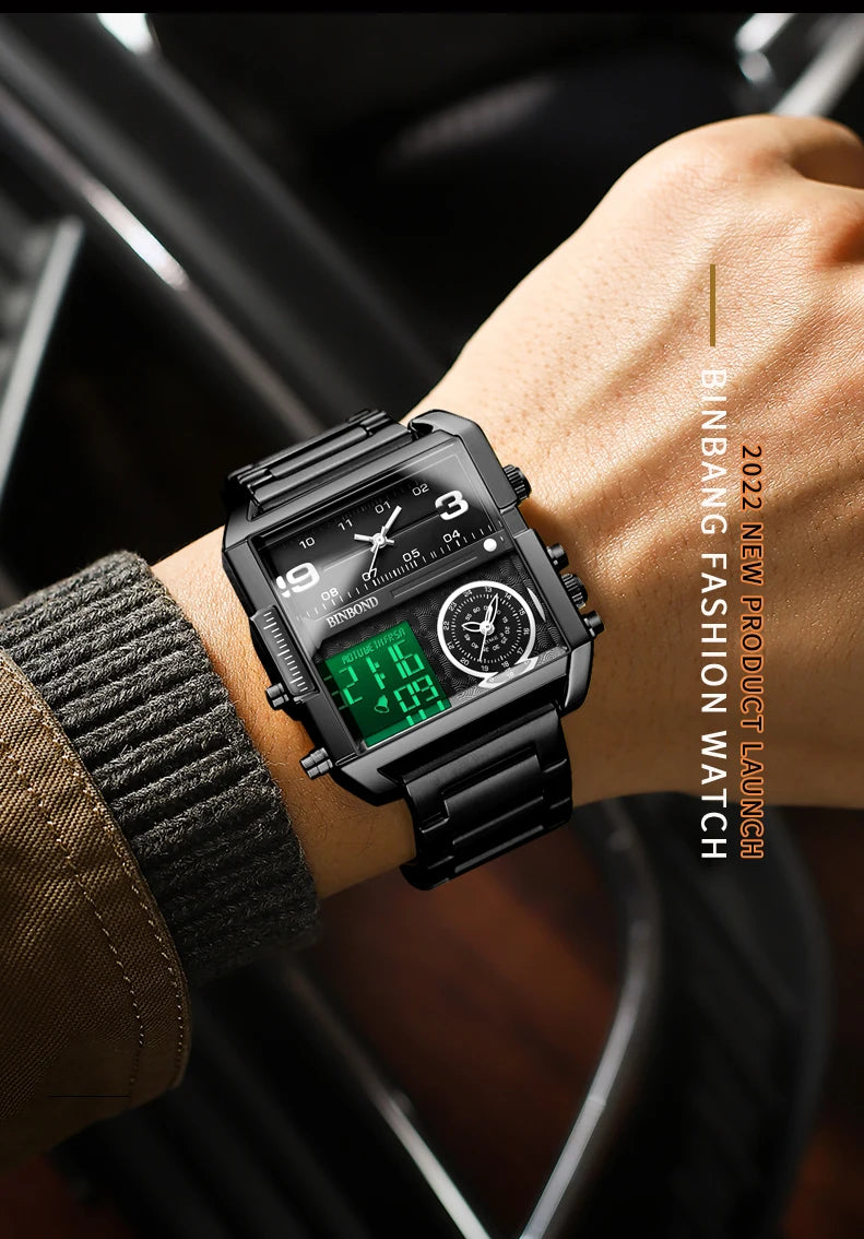 BINBOND Luxury quartz watches for men luminous waterproof multi-functional men's watch sport fashion casual reloj wristwatch TOP