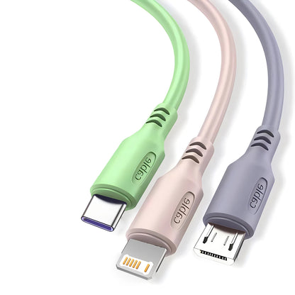 3 In 1 Fast Charging Cable For iPhone15 14 13 12 11 X Pro Max Micro USB Type-C Phone Charger USBC Data Cable