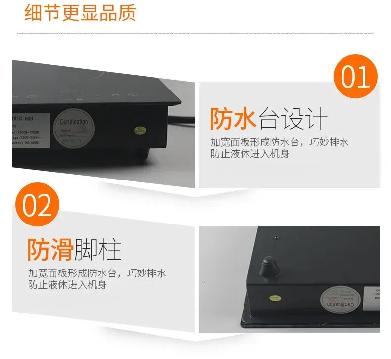 Kitchen 2 Rings Ceramic Cooker Induction Cooktop Double Electric Cooker Hob Heating Cooker Electric Stove Vertical Cooking Plate