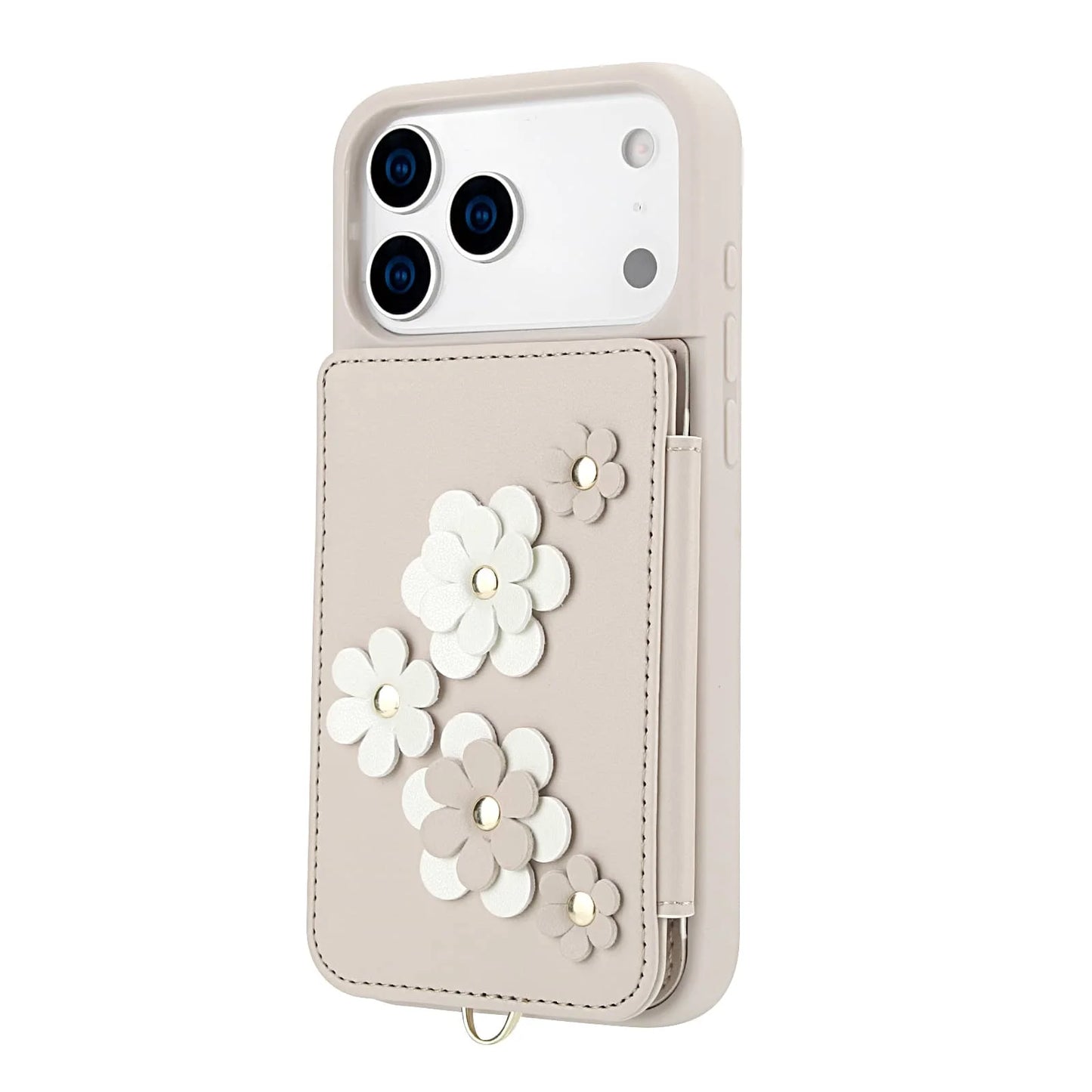 For iPhone 17 Pro Max iPhone Air Case, Wallet with Card Holder, Cute Flower Design Crossbody Purse,Magnetic Kickstand Shockproof