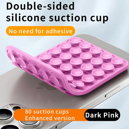 Suction Cup Phone Case Mount Double-Sided,Silicon Sticky Phone Stand for iPhone Android Selfies Hands-Free Strong Grip Holder