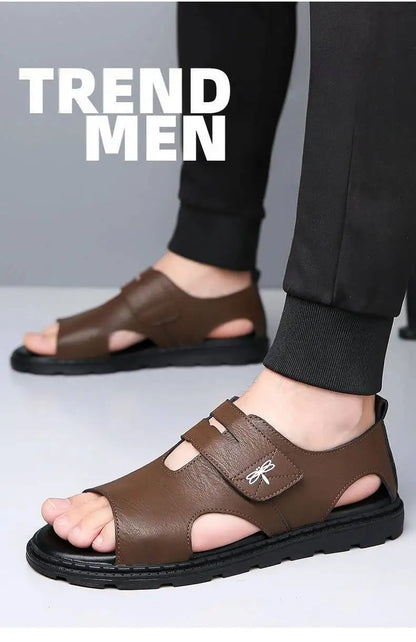 2025 New Fashion Brand Roman Sandals For Men Soft Sole Comfortable High-Quality Leather Beach Men's Casual Shoes