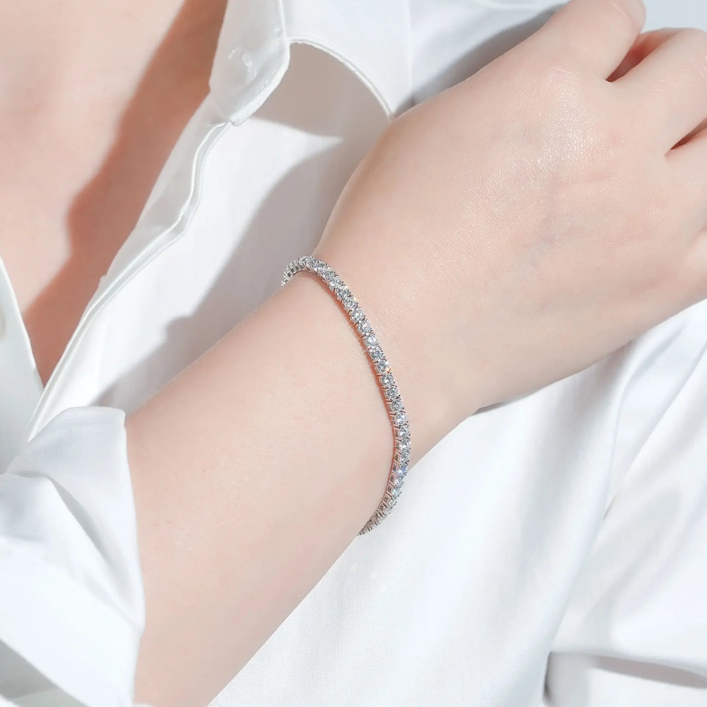 Luxury  Jewelry VVS Moissanite  Sterling Silver 925 Fashion Moissanite Tennis Chain Bracelet and Necklace For Women