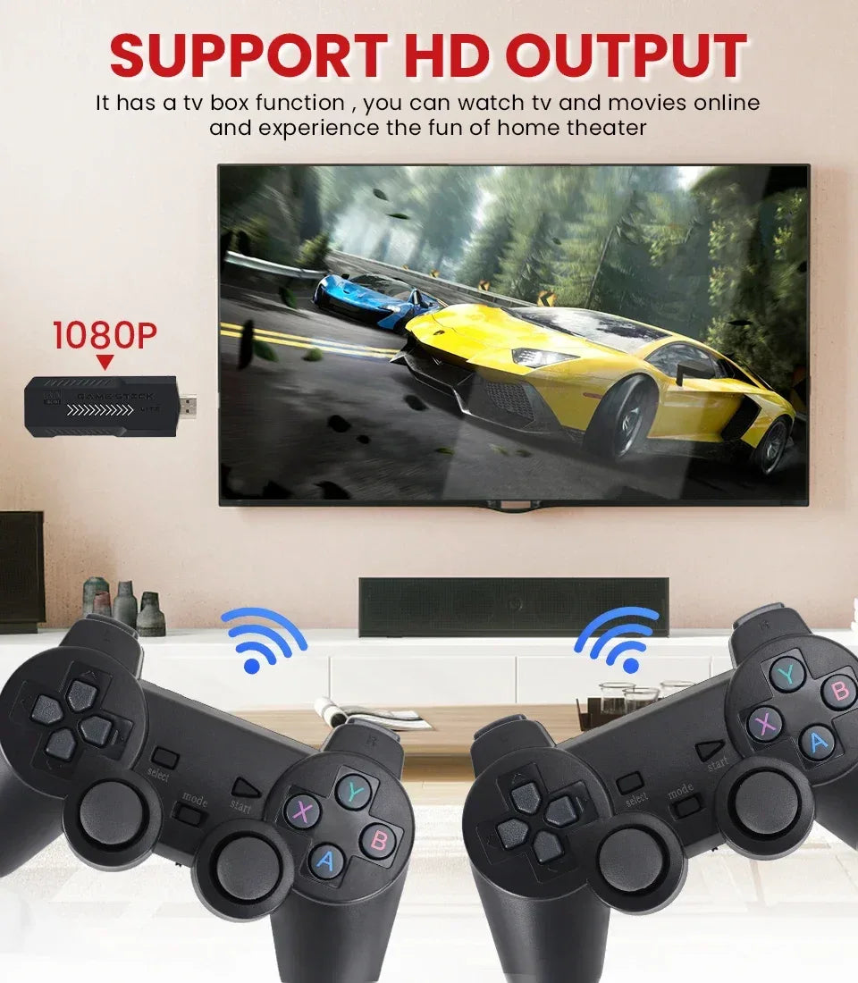 X2 Plus Game Stick 4K HD 2 4G Retro Video Game Console Wireless Controller TV Emulator PS1 N64 DC 256G Games