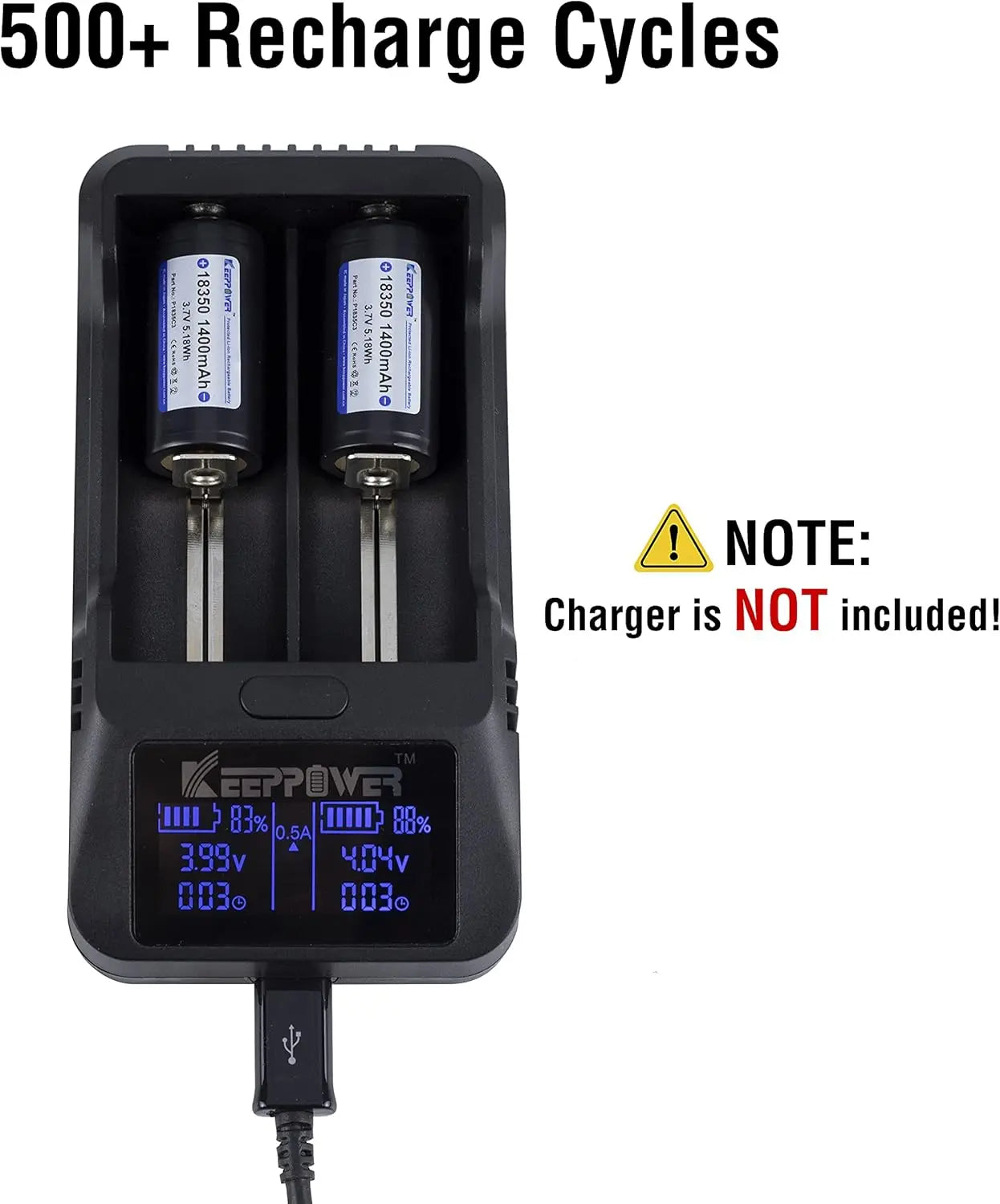 KeepPower P1835C3 18350 3.7V 1400mAh Protection Rechargeable Lithium Ion Battery for Flashlight