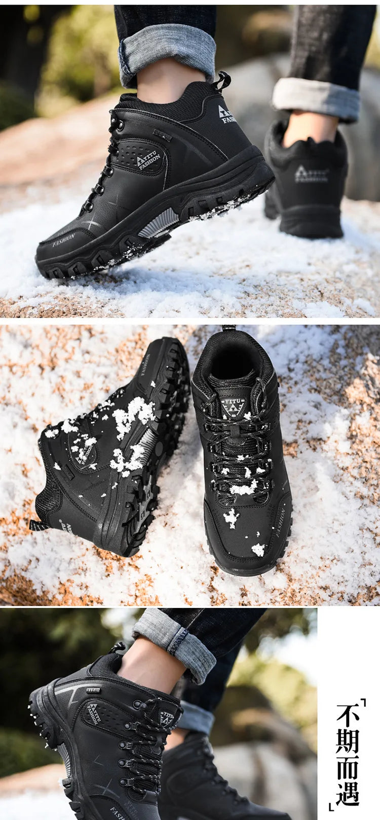 Brand Men Winter Snow Boots Waterproof Leather Sneakers Super Warm Men's Boots Outdoor Male Hiking Boots Work Shoes Size 39-47